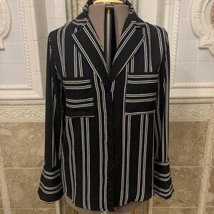 Lush. Size Large. Stripe Long Sleeve Shirt with Slits. Flip Cuffs. B50